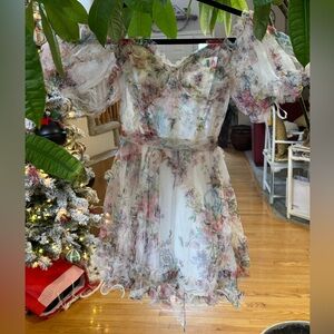 Windsor Floral Ruffle Dress in Pastel Hues